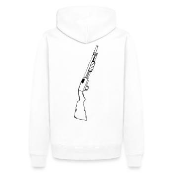 Gewehr - Männer Premium Bio Hoodie - Weiß - Hinten - Nico (187cm)