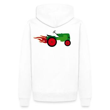 Tracteur - Sweat à capuche Premium bio Homme - blanc - Dos - Nico (187cm)
