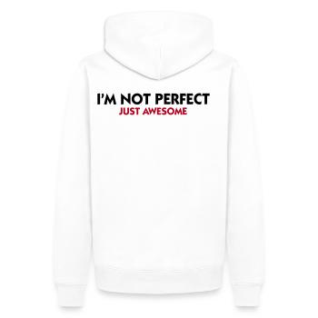 Je ne suis pas parfait. Tout simplement génial! - Sweat à capuche Premium bio Homme - blanc - Dos - Nico (187cm)