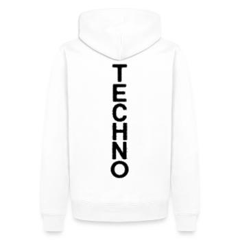 Y2K ligne Techno, design minimaliste Rave Festival - Sweat à capuche Premium bio Homme - blanc - Dos - Nico (187cm)