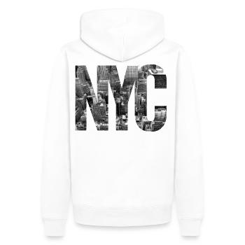 NYC - Sweat à capuche Premium bio Homme - blanc - Dos - Nico (187cm)
