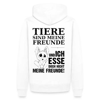 Veganer-Shirts gegen anti-veganes Bullshit-Bingo - Männer Premium Bio Hoodie - Weiß - Hinten - Nico (187cm)