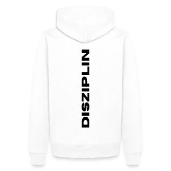 Disziplin - Männer Premium Bio Hoodie - Weiß - Hinten - Nico (187cm)