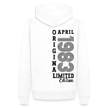 40e anniversaire homme avril né 1983 original - Sweat à capuche Premium bio Homme - blanc - Dos - Nico (187cm)