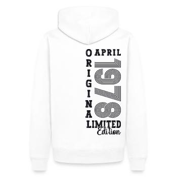 45e anniversaire homme April Né en 1978 Original - Sweat à capuche Premium bio Homme - blanc - Dos - Nico (187cm)