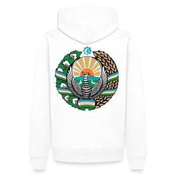 Usbekistan Wappen - Männer Premium Bio Hoodie - Weiß - Hinten - Nico (187cm)