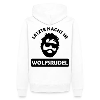 Letzte Nacht Im Wolfsrudel - JGA - Männer Premium Bio Hoodie - Weiß - Hinten - Nico (187cm)