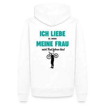 Ich Liebe Meine Frau - Lustiger Fahrrad Spruch - Männer Premium Bio Hoodie - Weiß - Hinten - Nico (187cm)
