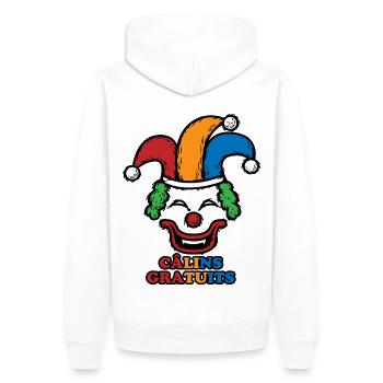 Câlins Gratuits Clown Bouffon Souriant Terrifiant - Sweat à capuche Premium bio Homme - blanc - Dos - Nico (187cm)