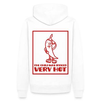 Piment rouge cartoon qui a très chaud - Sweat à capuche Premium bio Homme - blanc - Dos - Nico (187cm)