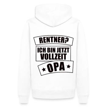 Opa Rentner - Männer Premium Bio Hoodie - Weiß - Hinten - Nico (187cm)
