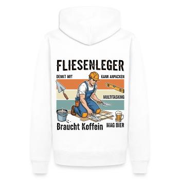 Der Fliesenleger - Männer Premium Bio Hoodie - Weiß - Hinten - Nico (187cm)