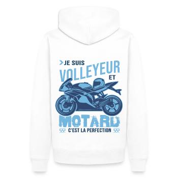 motard parfait volleyeur parfait - Sweat à capuche Premium bio Homme - blanc - Dos - Nico (187cm)