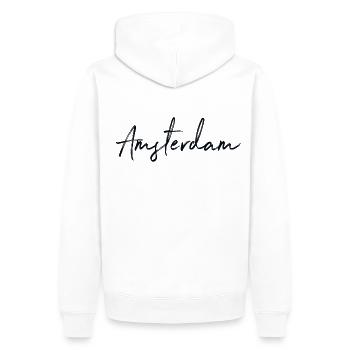 Amsterdam - Sweat à capuche Premium bio Homme - blanc - Dos - Nico (187cm)