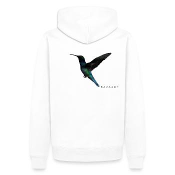 Kolibri - Männer Premium Bio Hoodie - Weiß - Hinten - Nico (187cm)