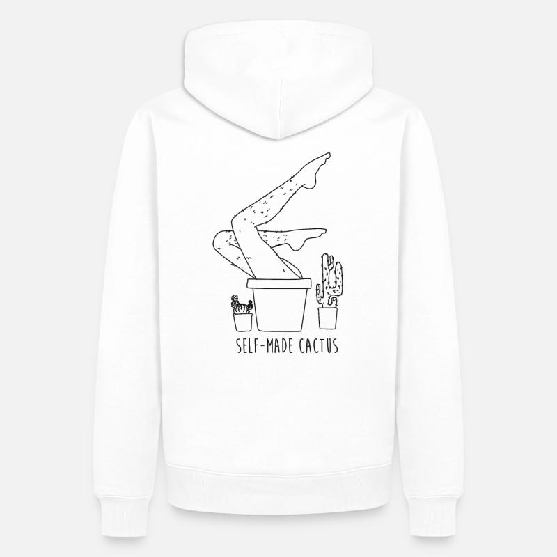 Selfmadecactus - Sweat à capuche Premium bio Homme - blanc