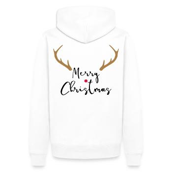 Merry Christmas Bois I Noël - Sweat à capuche Premium bio Homme - blanc - Dos - Nico (187cm)
