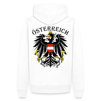 Austria Austria Austria Coat of Arms Adler Patriot - Men’s Premium Organic Hoodie - white - Back - Nico (187cm)