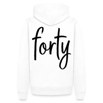 forty 40 Birthday Anniversary Gift - Men’s Premium Organic Hoodie - white - Back - Nico (187cm)