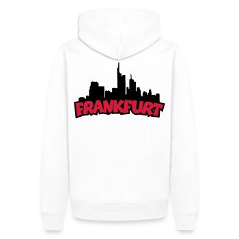 Francfort Skyline (Noir / Rouge) - Sweat à capuche Premium bio Homme - blanc - Dos - Nico (187cm)