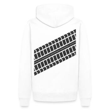 Empreinte des pneus - Sweat à capuche Premium bio Homme - blanc - Dos - Nico (187cm)