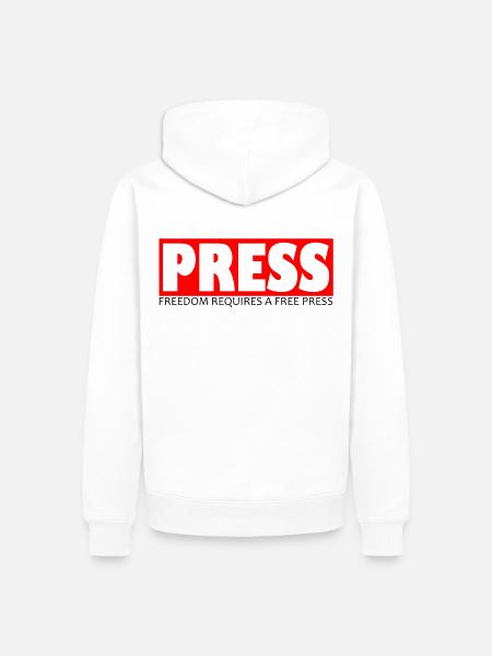 Free Press Geschenk für Journalisten und Reporter - Männer Premium Bio Hoodie - Weiß