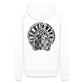 tekno conspiracy head 2 - Sweat à capuche Premium bio Homme - blanc - Dos - Nico (187cm)
