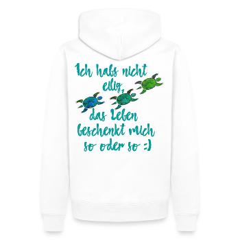 Schildkröte lustiger Spruch Meditation - Männer Premium Bio Hoodie - Weiß - Hinten - Nico (187cm)
