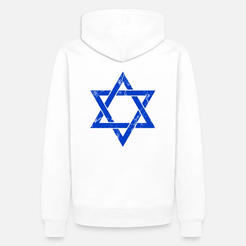 Israël Drapeau de Davidstern - Sweat à capuche Premium bio Homme - blanc