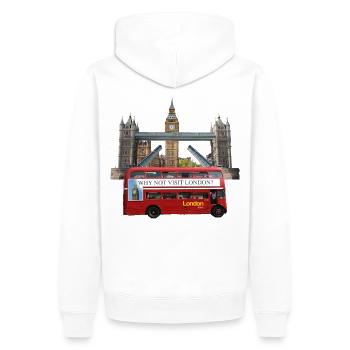 London Landmarks Collage - Männer Premium Bio Hoodie - Weiß - Hinten - Nico (187cm)