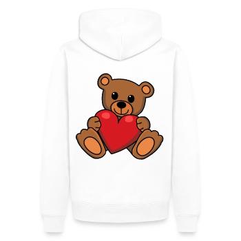 Teddy amour coeur câlin amitié Saint-Valentin - Sweat à capuche Premium bio Homme - blanc - Dos - Nico (187cm)