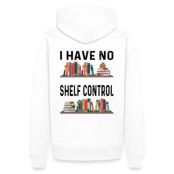 Bücher Bibliothek Bücherwurm - Männer Premium Bio Hoodie - Weiß - Hinten - Nico (187cm)