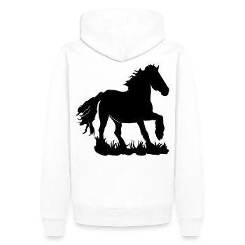Des Frisons au galop - Sweat à capuche Premium bio Homme - blanc - Dos - Nico (187cm)