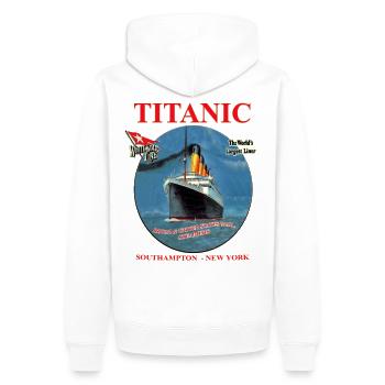 TITANIC CREATION Louis RUNEMBERG © Adagp - Sweat à capuche Premium bio Homme - blanc - Dos - Nico (187cm)