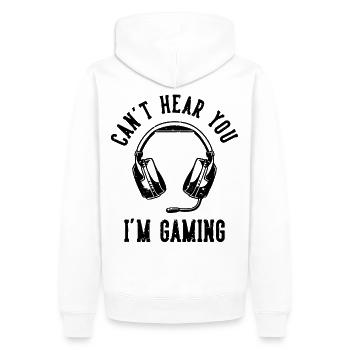 Can’t Hear You I’m Game Gamer Casque cadeau - Sweat à capuche Premium bio Homme - blanc - Dos - Nico (187cm)