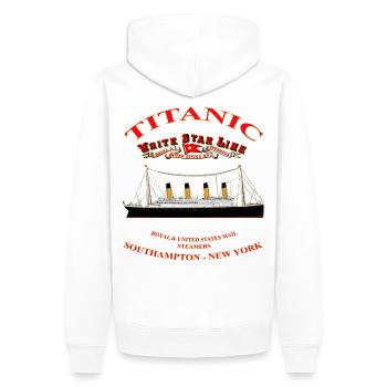 TITANIC CREATION Louis RUNEMBERG © Adagp - Sweat à capuche Premium bio Homme - blanc - Dos - Nico (187cm)
