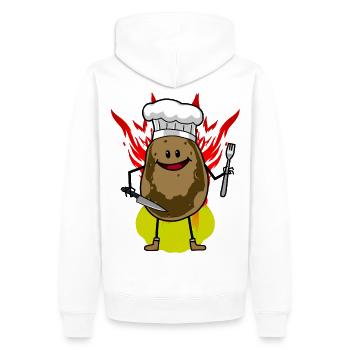 Patates chaudes frites Cuisson de cuisine - Sweat à capuche Premium bio Homme - blanc - Dos - Nico (187cm)