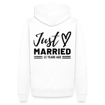 Lustiger Spruch zum 25. Hochzeitstag - Männer Premium Bio Hoodie - Weiß - Hinten - Nico (187cm)