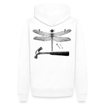 Marteau libelle cloué dragon fly nailed pain - Sweat à capuche Premium bio Homme - blanc - Dos - Nico (187cm)