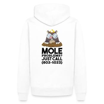 Chimie Mole Mole Chimie - Sweat à capuche Premium bio Homme - blanc - Dos - Nico (187cm)