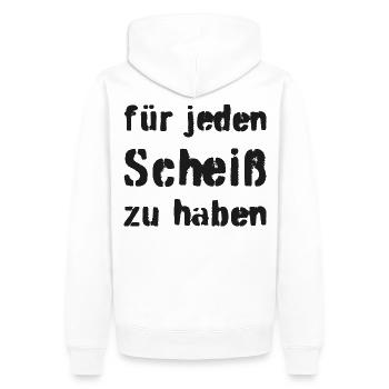Für jeden Scheiß zu haben - Männer Premium Bio Hoodie - Weiß - Hinten - Nico (187cm)