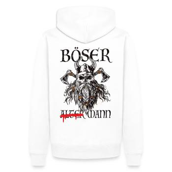 Böser Wikinger-Krieger Grafik - Männer Premium Bio Hoodie - Weiß - Hinten - Nico (187cm)
