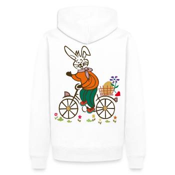 Osterhase, Osterei, Osterfest - Männer Premium Bio Hoodie - Weiß - Hinten - Nico (187cm)