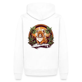 Rock cuddly kangaroo at sunset - Men’s Premium Organic Hoodie - white - Back - Nico (187cm)