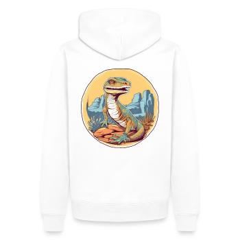 Dinosaures dans le panorama du désert - Sweat à capuche Premium bio Homme - blanc - Dos - Nico (187cm)