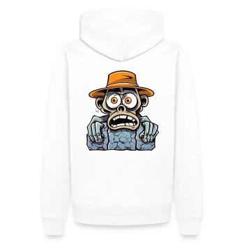 Explorateur mort avec chapeau et regard d’os - Sweat à capuche Premium bio Homme - blanc - Dos - Nico (187cm)