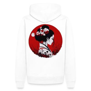 Fille japonaise - Sweat à capuche Premium bio Homme - blanc - Dos - Nico (187cm)