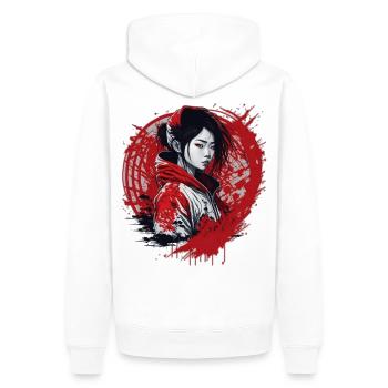Style de rue pour filles - Sweat à capuche Premium bio Homme - blanc - Dos - Nico (187cm)