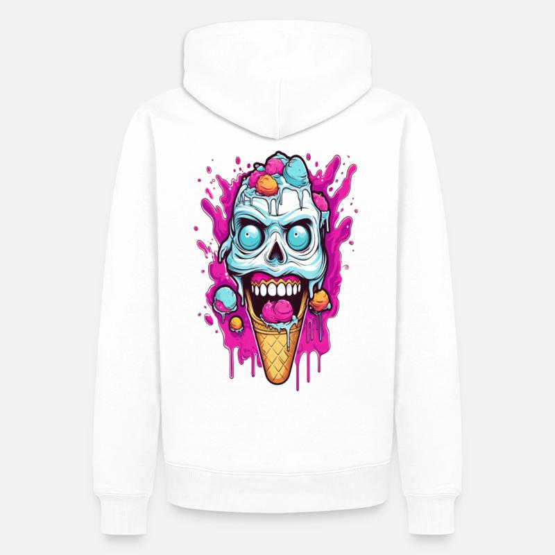 Skull Eiscreme Design - Männer Premium Bio Hoodie - Weiß