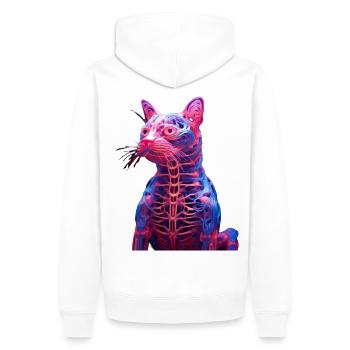 Sculpture De Chat Anatomie Lumineuse - Sweat à capuche Premium bio Homme - blanc - Dos - Nico (187cm)